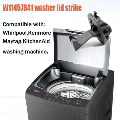 Washer lid lock replacement latch for Maytag/Whirlpool, 2-pack, gray plastic, top-load washer.