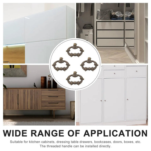 Old-School Alloy Pull Handles For Jewelry Box, Cabinet And Drawer, round ring door knobs on modern cabinets