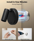 Cordless Indoor Spotlight Kit With Remote, 5500mAh Rechargeable Battery, black spotlight installation guide with tape or screws.