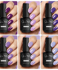 Six Piece Purple Gel Nail Polish Set Dope HEMA Free Lavender Lilac Violet Royal Purple Dark Blue UV LED Gel Kit manicure