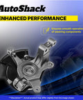 Durable Front Steering Knuckle And Wheel Bearing Hub Assembly Replacement For 1999-2005 VW Jetta, 1999-2010 Beetle, 2000-2006 Golf, Right Front Passenger Side, 1 Piece, showcased on blue background with enhanced performance text