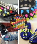Badass Colorful Cone Spikes and Punk Metal Screwback Rivets Bullet Studs for Leather Craft Clothing Shoes Belts Bags and Pet Collars DIY Kit with Punch Tool 230 Pieces 7X10MM on various items.