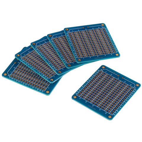Double Sided Protoboard Kit For DIY Electronics, Solderable Breadboard Prototyping Board With Gold Plated Pads, 6 Blue Pack
