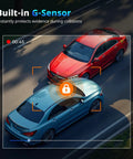 Dual Dash Cam Front And Rear For Cars 4K Plus 2K Video With 64GB Card Included G Sensor protection view in action.