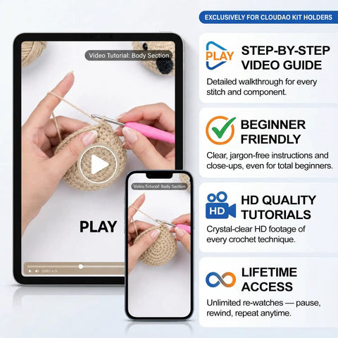 Beginner Crochet Kit For Amigurumi Lovers, All In One Starter Set With Yarn, Crochet Hook, Needle, Step By Step Tutorials on screen