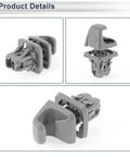 Close-up of gray Sun Visor Holder Clip for Toyota Camry Highlander Corolla Prius RAV4 Solara Matrix. Part 74348-06030.