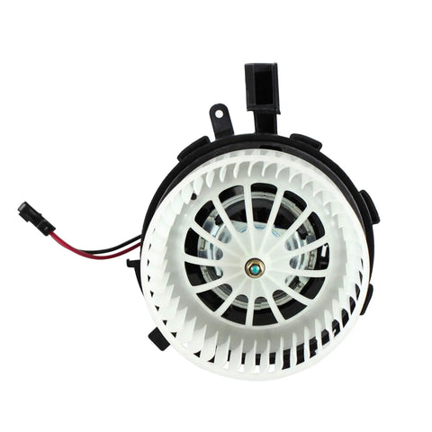 Slick HVAC Heater Blower Motor Assembly With Integrated Fan Cage For Audi A4 A5 Q5 Quattro 2009 To 2016 top view showing fan and housing.