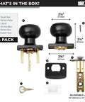 Matte Black Passage Door Knobs Set Of 10 Square And Round Style Non Locking Interior Closet Doorknobs For Indoor Doors components