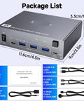 Kick Your Tech Setup To The Next Level With This Usb C Kvm Switch Supporting HDMI dual monitors and 4K resolution, includes power adapter.