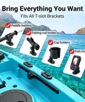 Low Profile Kayak Track Rail Mount Kit For All T Slot Rails, 4 inch 4 pack, with mounts for rod holder, cup holder and fish finder