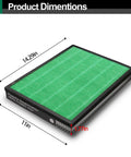 Max2 400 Series Replacement Filter dimensions showing 14.29in x 11in x 1.77in for Airmega 400 400S 400G with True HEPA and activated carbon