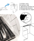 Slide In Range Gap Filler Kit Universal Triangle Stove Trim Between Range And Wall Aluminum 30 Inch Fits Ranges With No Bulky Back Guard Easy Install Keeps Crumbs And Scratches Away installation diagram and close-up