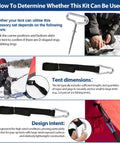 Diagram showing Shelter Tie Down Kit With Four Ice Anchors And Four Straps With Integrated Tighteners Heavy Duty Ice Fishing Tent Anchors use