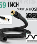 59-inch stainless steel shower hose with solid brass connector, coiled design for durability and flexibility