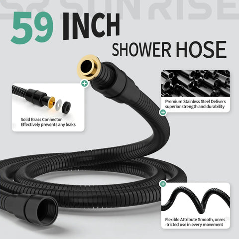 59-inch stainless steel shower hose with solid brass connector, coiled design for durability and flexibility