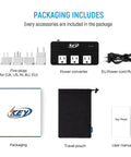 Packaging contents of 230W Step Down Voltage Converter 220V To 110V With USB C Port 18W Travel Adapter Worldwide 5 Socket UK US AU EU IN For Overseas Use With USA Appliances.