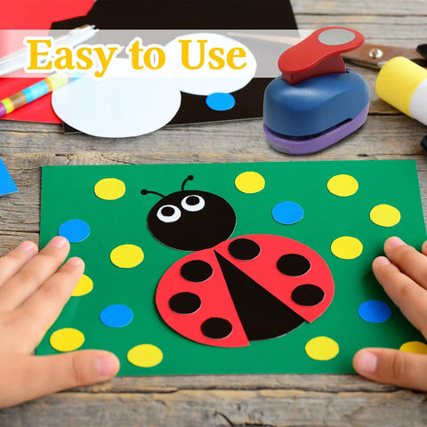 Circle Hole Punch 25mm 1 Inch Paper Punch For Scrapbooking with craft paper shapes and ladybug design, easy to use.