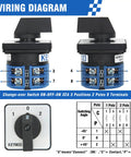 Heavy Duty 32A Rotary Changeover Switch 660V Three Position Two Phase With Eight Terminals, IP65 Rated Universal Selector Switch