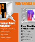 Self Leveling Concrete Crack Filler And Rapid Dry Cement Sealant For Driveways And Patios, 20 Oz., premium quality crack filler in resealable pouch.