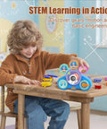 Child playing with Space Capsule STEM Gear Toy Set For Kids 3 Plus 18 Colorful Gears Dual Electric And Manual Modes Hands On Toy