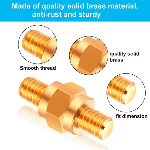 Quality solid brass side post battery terminal adapter with smooth thread, part of 8 Piece Side Post Battery Terminal Adapters 3/8 16 Threaded 1.5 Inch Solid Brass Extender Screws Rock Solid Kick Ass Anti Corrosion Fitment For Heavy Duty Ride Batteries No Sweat Install.