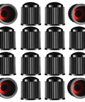 16 black valve caps with red interiors, Universal Tire Valve Cap Set With Lock Tight Sealing Ring For Bike Bicycle Car Motorcycle