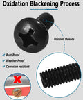Close-up of Black Stainless Steel License Plate Bolts Kit for Cars, showing rustproof Phillips head screw details.