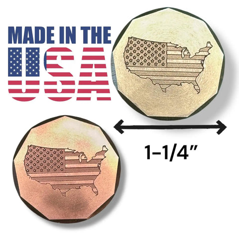 Patriotic 3 Piece Golf Gift Set with American Flag Engraved Copper Ball Marker and Brass Ball Marker, 1-1/4" size
