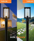 Dusk To Dawn Outdoor Post Light Fixture With 5.6 Inch Pier Mount Base Matte Black Aluminum Lantern for yard and patio