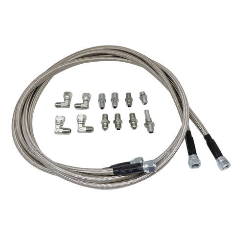 Beefed Up 70 Inch 6AN Stainless Braided Transmission Cooler Hose Lines For 700R4 4L60 4L60E 4L65E 4L80E Fits Ford C6 AOD And GM Chevy Transmissions 1996 To 2021 Heavy Duty High Flow Upgrade For Cooler Performance And Durability, stainless hose kit with fittings