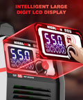 LCD screen of 55 Amp Plasma Cutter With Non Touch Pilot Arc Dual Voltage 110V/220V showing settings and controls