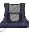 Beat The Blazing Heat On Rough Industrial Job Sites With This Adjustable Compressed Air Cooling Vest Delivering Serious Chill For Welders And Heavy Duty Crews, showing a blue mesh vest with air hose.