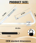 55 2 Attic Ladder Hinge Arms With Springs Heavy Duty Galvanized Replacement Parts dimensions display Mk5 WU2210 W2208 W2210