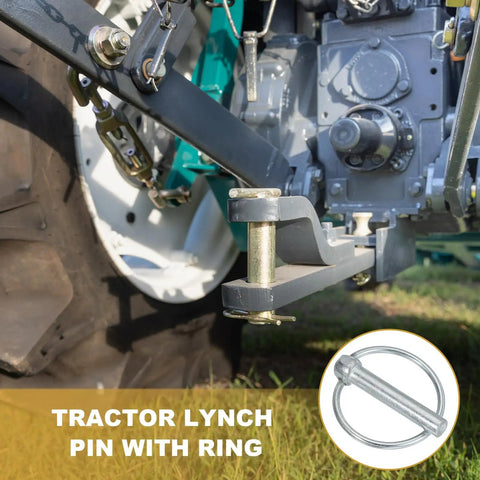 M10x50 Tractor Lynch Pin With Ring 8 Pack Built Tough Heavy Duty Lock Pin Clips Kit For Tractors Trailers Farm Trucks And Mowers Carbon Steel Durable Silver Tone Finish on tractor hitch