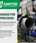 Heavy Duty Pipe Beveling Machine Featuring Quick Set Cutting Heads And A Rugged Hinged Saddle that locks on large steel pipes.