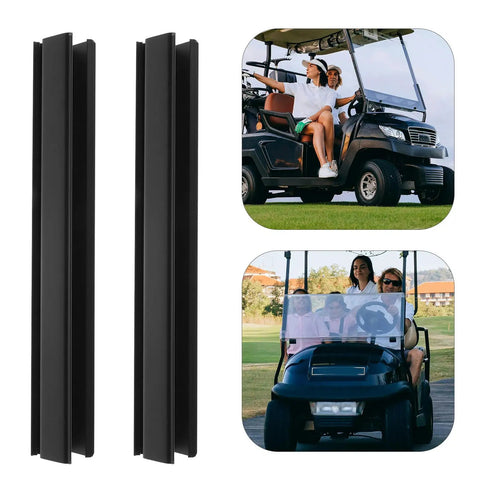 2 Pack Golf Cart Windshield Strips With Clips Plastic Edge Guard For Stable Hold No Tools Required Black Easy Fit Windshield