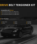 Heavy Duty Serpentine Belt Tensioner Idler Pulley Kit Replaces 90K-39155 For Nissan Altima Maxima Murano 3.5L V6 Engines Smooth Ride And Reliable Performance No More Squeaking Or Slipping., Nissan sedan in snow