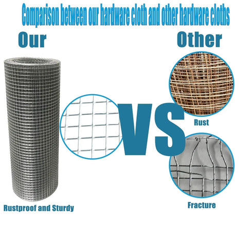 Premium Galvanized Hardware Cloth 1/4 Inch 23 Gauge Welded Steel Mesh Roll comparison with other cloths for durability and rust resistance.