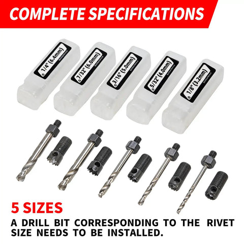 Heavy Duty Rivet Removal Tool With Aluminum Blind Rivet Drill Adapter And Electric Drill Attachments For Button Head Blind Fastener Extractor Featuring Tough As Nails Build Quick Knockout Action And No Sweat Setup For Everyday Garage Tasks