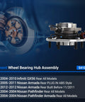 Rear Wheel Hub And Bearing Assembly With ABS For Nissan Armada Pathfinder Infiniti QX56 6 Lug Ready To Roll Replacement 541004