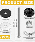 Heavy Duty Universal Toilet Tank To Bowl Bolt Kit 12 Piece Bulk Set With Stainless Steel Screws Nuts And Rubber Gaskets showing product sizes.