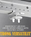 Easy Install Twist Clip For Electrical Fixtures With Wing Nut, White Spring Steel Mounting Clip For 15 16 Inch T Grid Drop Ceilings, No Drill Required, T Bar Ceiling Bracket, installed on grid