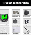 Wireless Bike Speedometer And Cycle Computer With LCD Display, Waterproof Bicycle Odometer package contents shown.