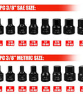 Low Profile 16 Piece Impact Hex Driver Set SAE And Metric Quarter Inch To Three Quarter Inch 6mm To 19mm Cr-Mo Steel