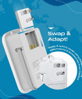 World Travel Adapter Kit With 2 US Outlets 2 USB A Quick Charge 3.0 2 USB C 20W Power Delivery Surge Protection SWADAPT in use