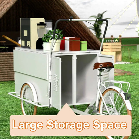 Fly Rideable Food Vending Cart With Canopy And Wheels, features large storage space, visible blender, compact design, ideal for festivals.