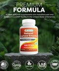 Straight Up Fast Acting Lactase Enzyme Tablets, 3000 FCC Units, bottle of 180 count supplement on a stone surface.