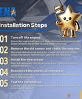 Installation steps for Mass Air Flow Sensor MAF Replacement with star mascot graphic on blue background
