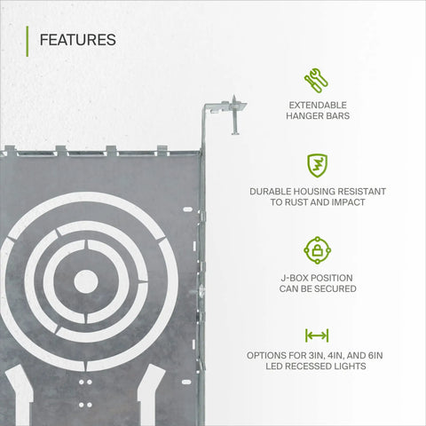 6 Pack New Construction Recessed Light Mounting Plate Kit With Extendable Hanger Bars Round Hole 3/4/6 Inch features list