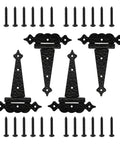 Heavy Duty T Strap Gate Hinges 6 Inch Decorative Hammered Finish Rust Proof Steel Outdoor Wood Gate Barn Shed Door Hardware 4 Pack with screws
